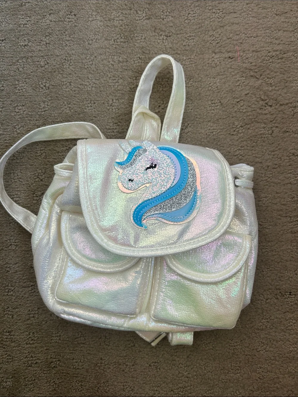 Kids Iridescent Unicorn Mini Backpack - White